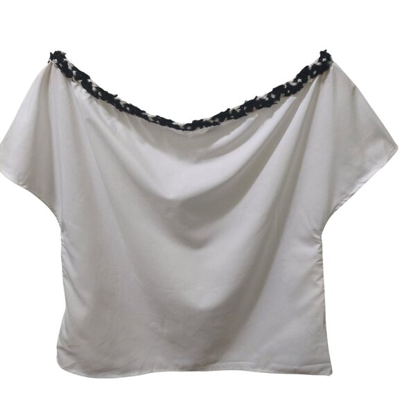 NWT Commense White Top & Pleated Maxi Skirt W/ Black & White Trim Size Small - Picture 3 of 11